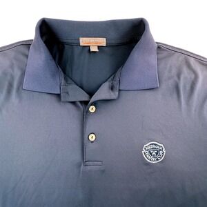 Peter Millar Mens XL Polo Shirt Navy Blue Medinah Country Club Summer Comfort